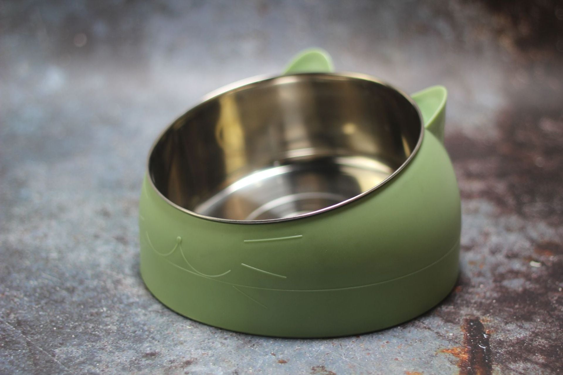 Color: Green, Size: L - Protective Cervical Cat Bowl Oblique Mouth Pet Bowl