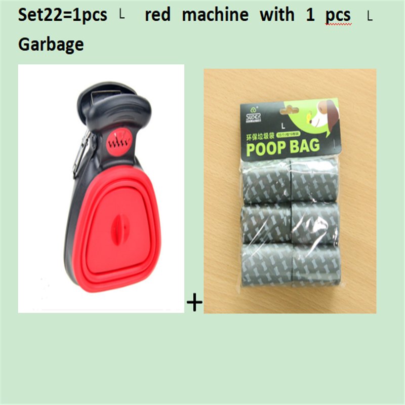 Dog Pet Travel Foldable Pooper Scooper With 1 Roll Decomposable bags Poop Scoop Clean Pick Up Excreta Cleaner Epacket Shipping - Color: Set 22, Size: RedLXL
