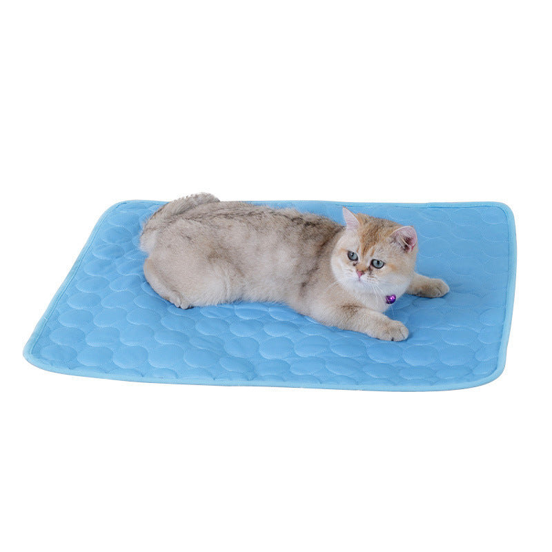 Color: Blue, Dimensions: 70x55 - Cold Feeling Ice Silk Cooling Mat Dog Cat Mat Household Car Pet Sofa Mat