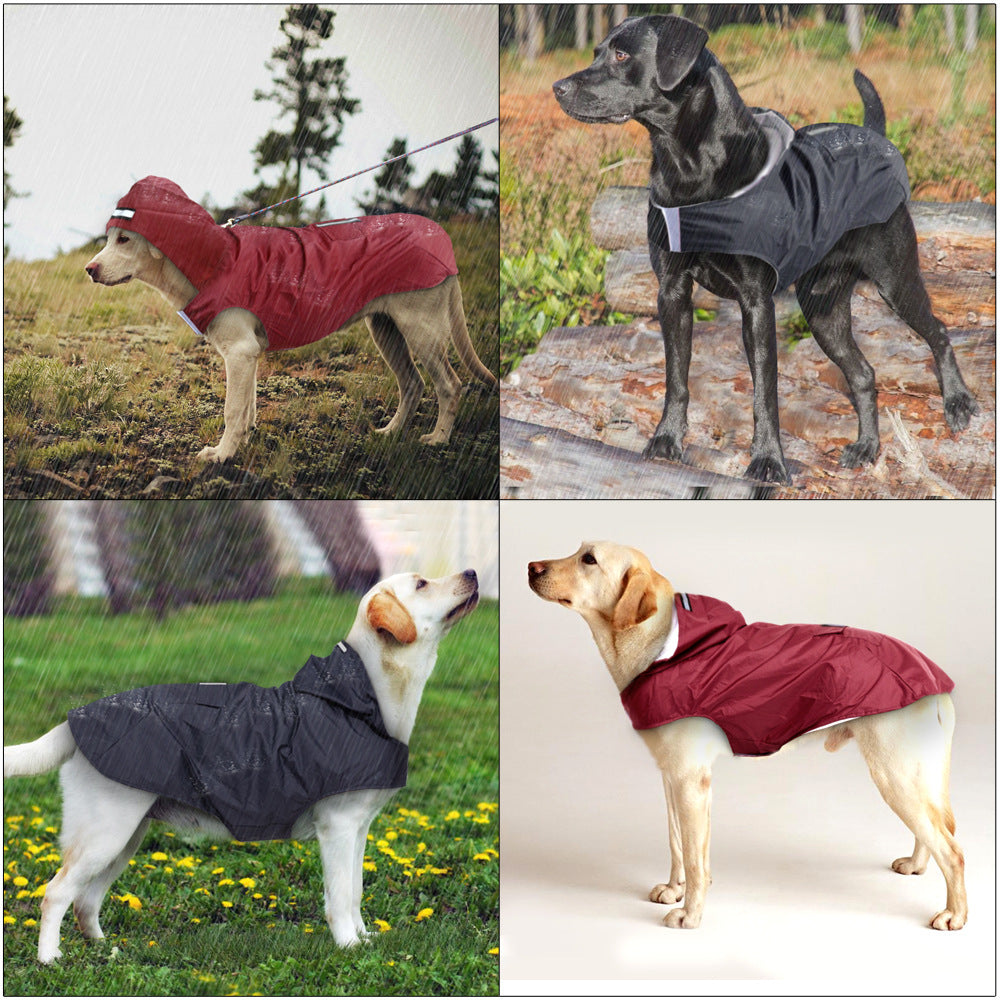 Color: black, Size: 2L - Pet Reflective Big Dog Rainwear Dog Rainwear Super Waterproof Cap All-in-One Dog Clothes