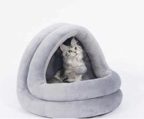 Color: Gray, Size: M - High Quality Cat House Beds Kittens Pet Cats Sofa Mats Cozy Bed Toy Dog for Small Kennel Home Cave Sleeping Nest Indoor Products