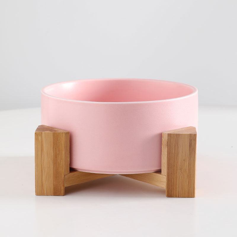 Color: A Pink - Tall stand anti-tipping large ceramic pet bowl