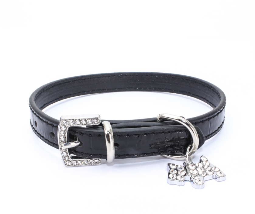 Color: black, Specification (length * width): S - pattern puppy charm pet collar dog chain dog ring