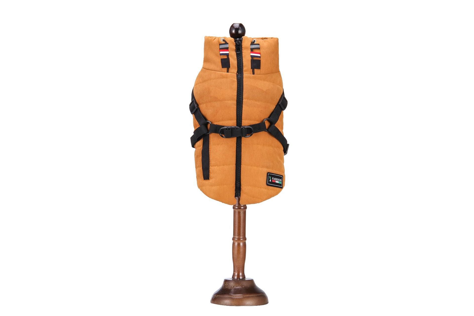Color: Khaki, Size: M - Autumn and winter Teddy Bichon small dog chest back vest