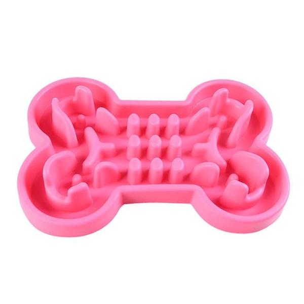 format: 33x23x5.5CM, Color: Rose red - Pet Dog Slow Food Feeder Anti Choke Travel Bowl