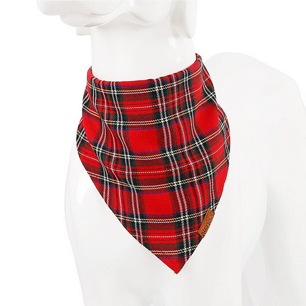 Color: Red lattice, Size: S - Pet saliva towel