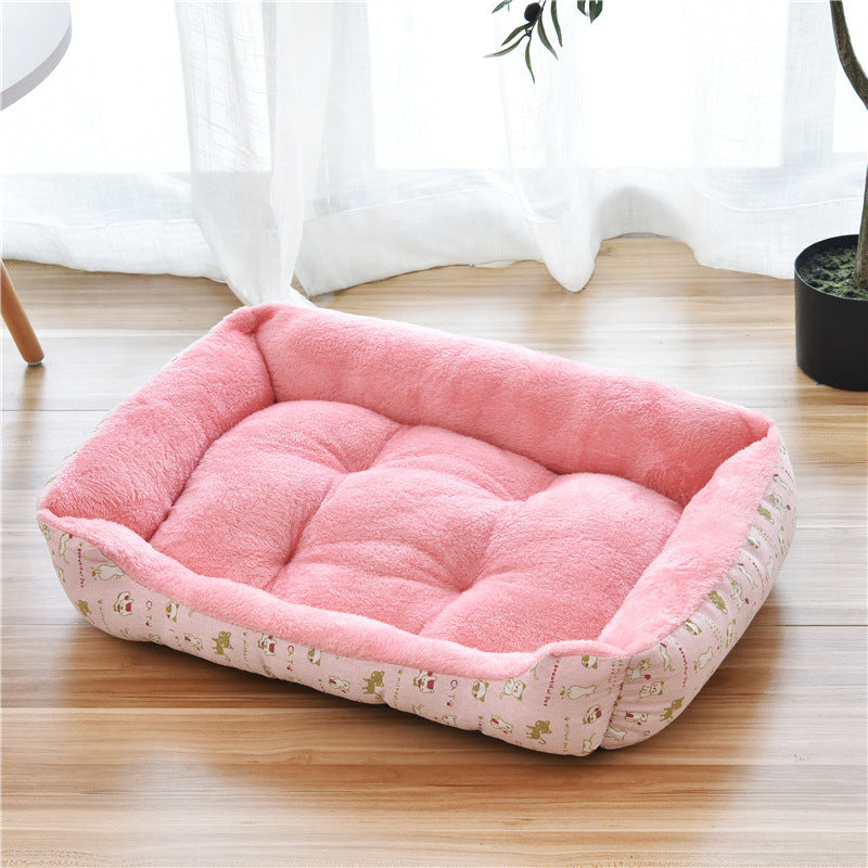 Color: Pink1, Size: 90cm - Kennel pet supplies in the large dog pet nest Golden Retriever dog bed autumn and winter cotton dog mat