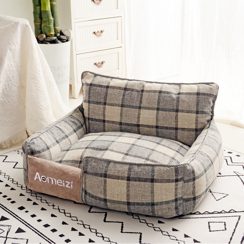 Color: Red lattice matforback, Size: XL - The kennel can be removed and washed