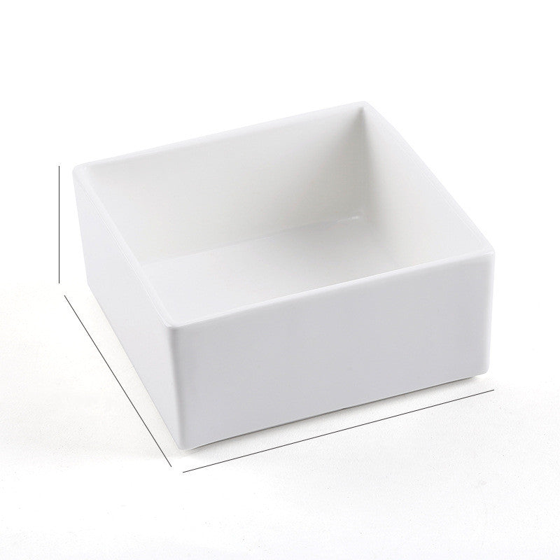 Color: White, style: Square bowl - Nordic Creative Multifunctional Fruit Dessert Bowl