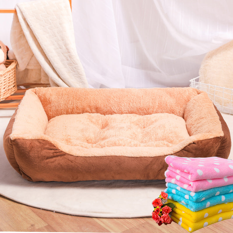 Color: Khaki+rug, Size: S - Kennel pet mat cat litter four seasons universal