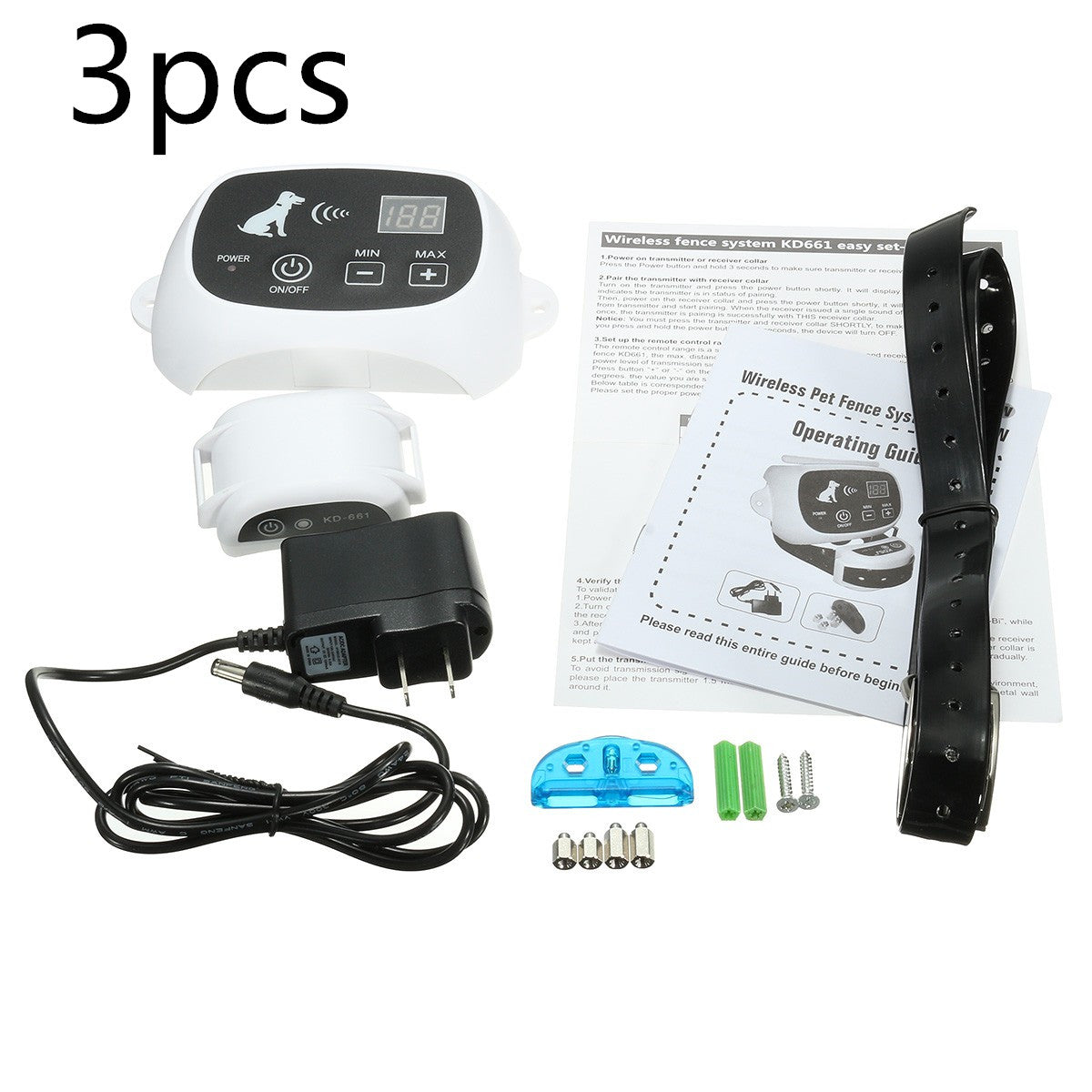 Color: White3pcs - Pet Dog Wireless Electronic Fence