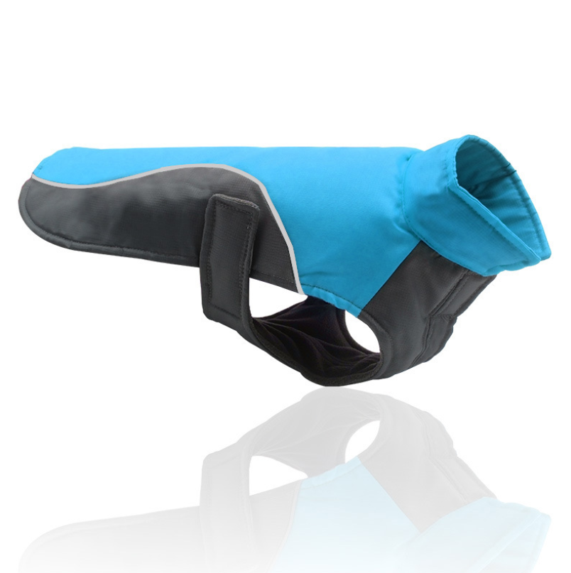 Color: Blue, Size: 3XL - Waterproof reflective big dog jacket