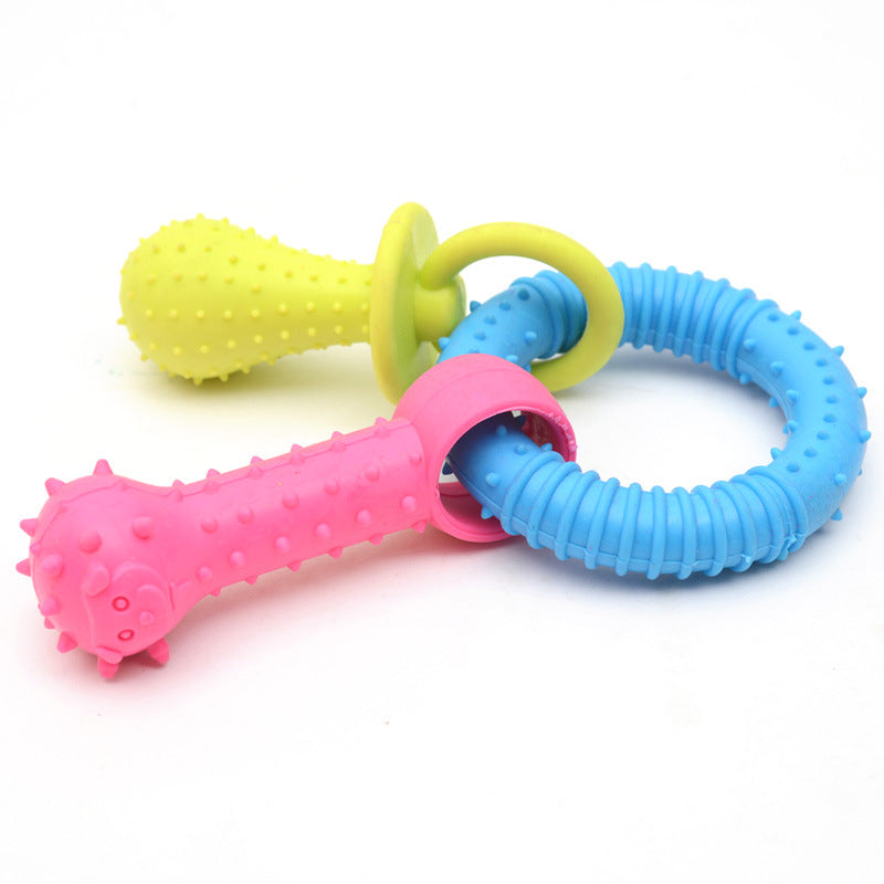 Color: Blue, quantity: 1PCS-A, style:  - TPR Rubber Barbell Pet Toy