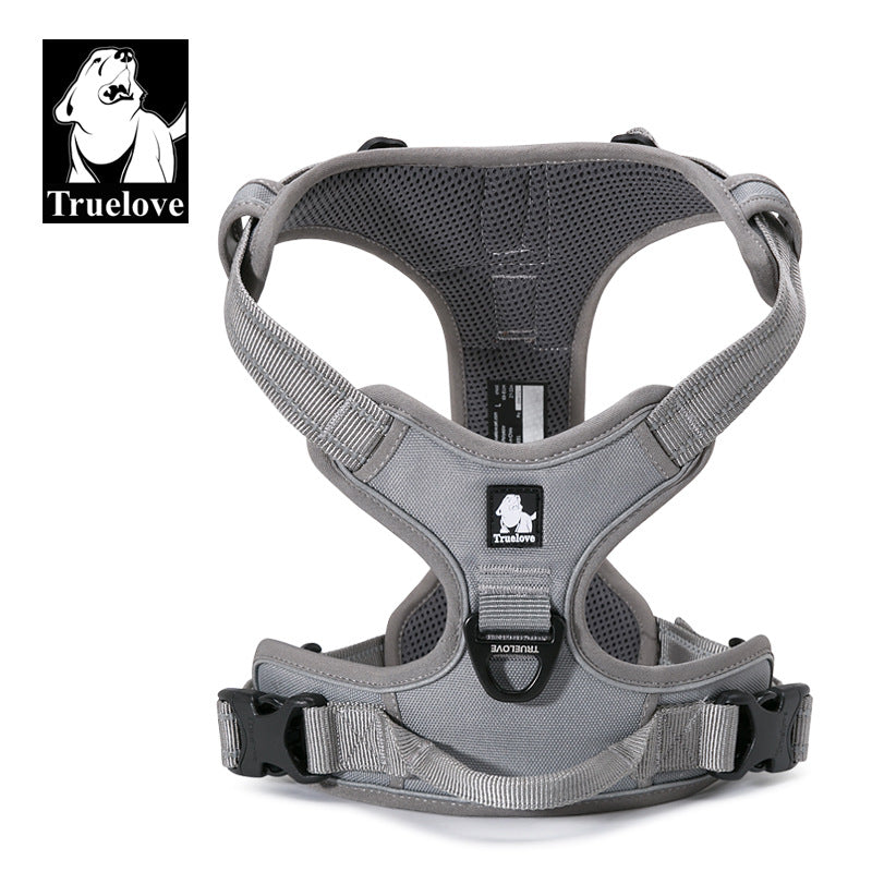 Color: ash, Specification (length * width): L - Truelove Vordere Bereich Reflektierende Nylon haustier Hund Harness Alle Wetter Padded Einstellbare Sicherheits