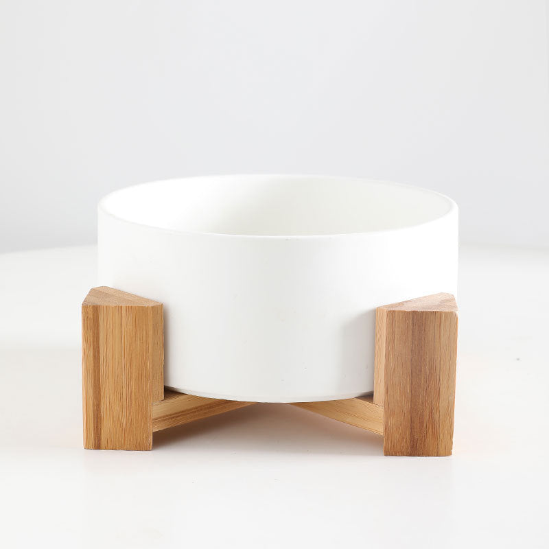 Color: A White - Tall stand anti-tipping large ceramic pet bowl