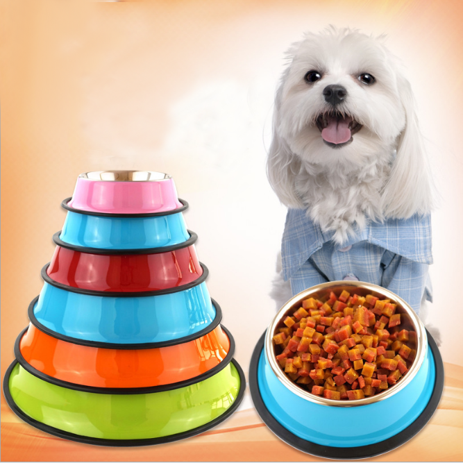 Color: pink, Size: 18 - pet bowl pet feeding basin