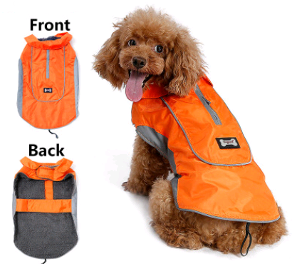 Color: Orange, Size: M - Pet sports clothes pet winter jacket vest, big dog waterproof warm clothing
