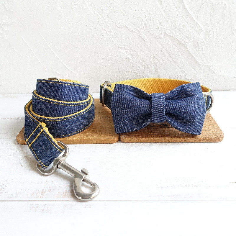 MUTTCO pet collar bow tie traction set