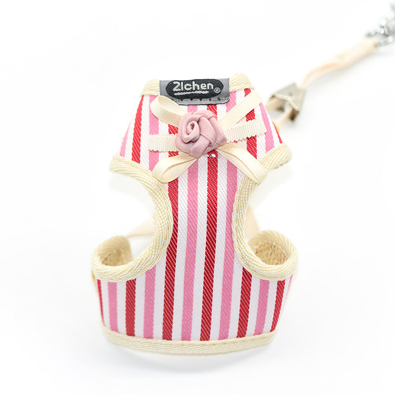 Color: Stripe pink, Size: M - Korean style chest back with diamond stick