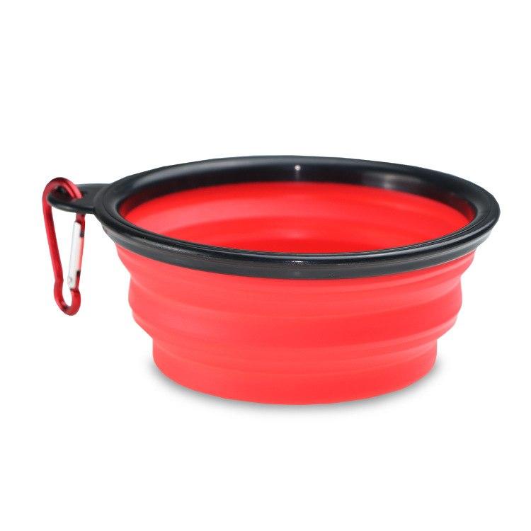 Color: Red L - Folded Silicone Pet Dog Bowl