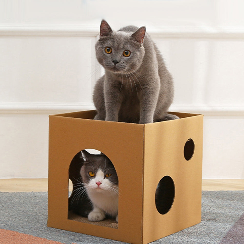 Pet House Cat Scratch Board Wear-resistant Anti-scratch Corrugated Paper Cat Scratcher Toys Pet Supplies Blue and purple