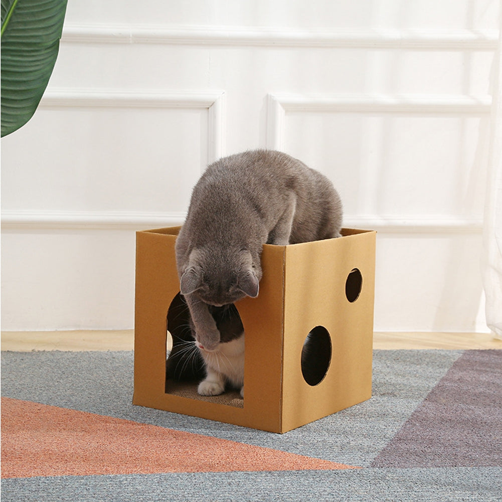 Pet House Cat Scratch Board Wear-resistant Anti-scratch Corrugated Paper Cat Scratcher Toys Pet Supplies Blue and purple