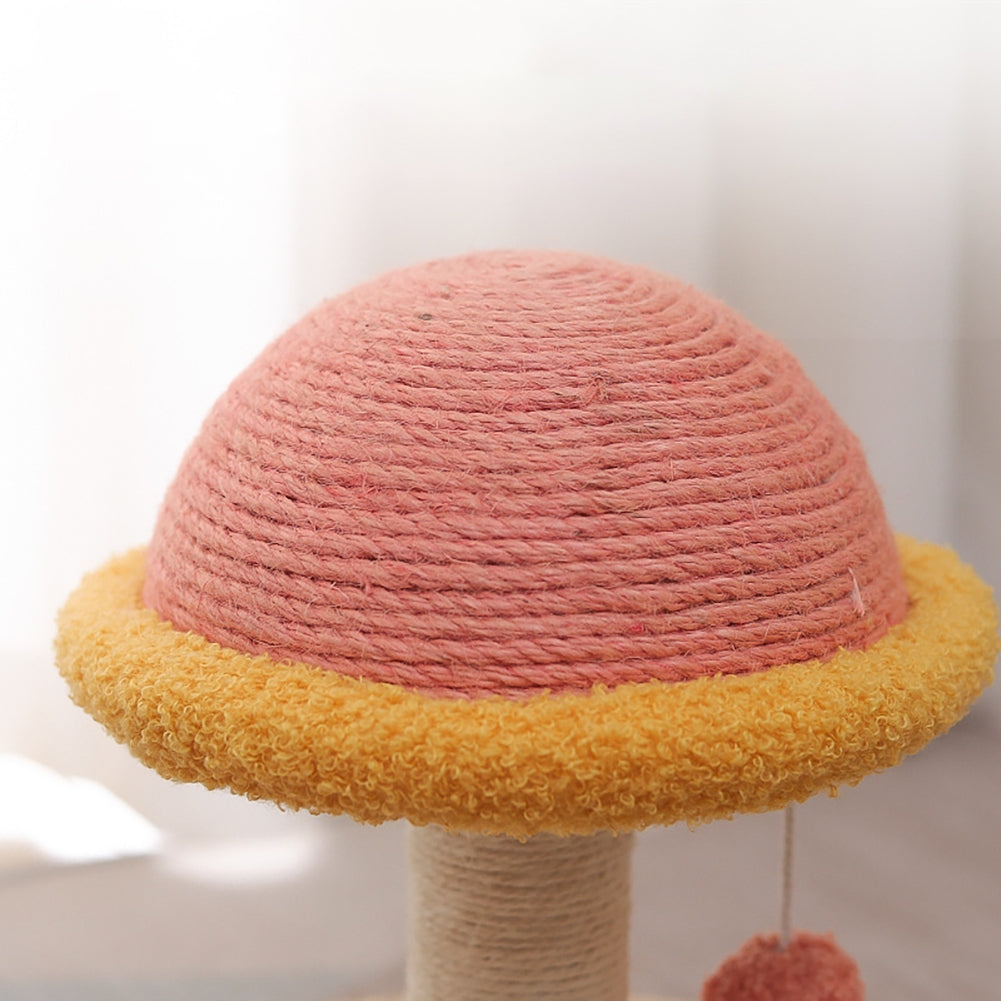 2-layer Cat Turntable Toy Cat Scratching Post Cat Scratcher Wooden Mushroom House With Interactive Balls Pet Supplies Hot wheels with pillars (small)