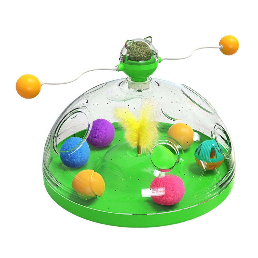 Pet Cat Rotating Windmill Toys With Ball Scratch-resistant Interactive Turntable Pet Educational Toys pink