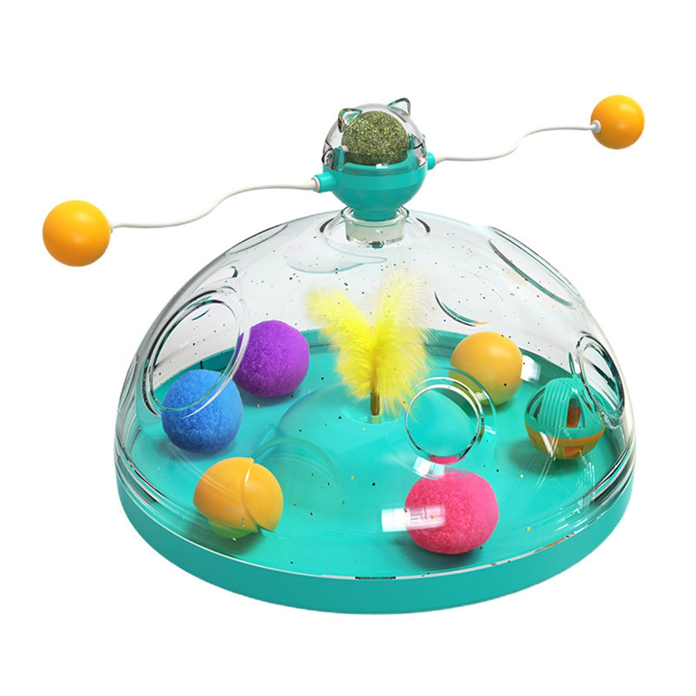 Pet Cat Rotating Windmill Toys With Ball Scratch-resistant Interactive Turntable Pet Educational Toys pink
