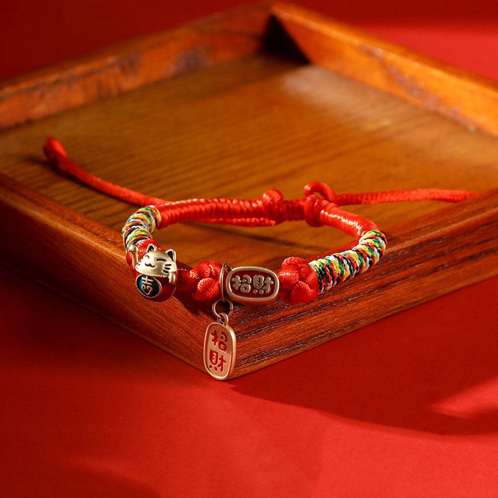 Pet Cat Decorative Collar Chinese Style Hand-woven Necklace Ornament Fun Accessories Pet Kitten Supplies red