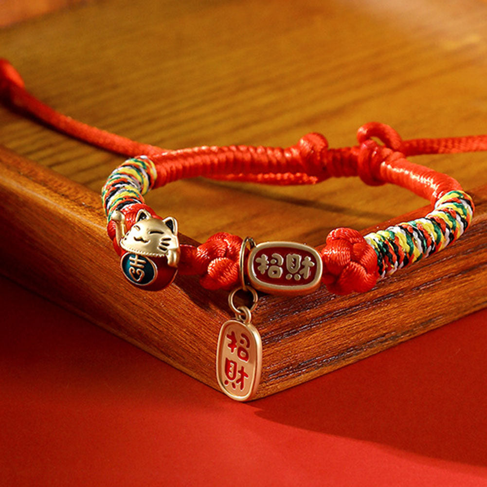 Pet Cat Decorative Collar Chinese Style Hand-woven Necklace Ornament Fun Accessories Pet Kitten Supplies red