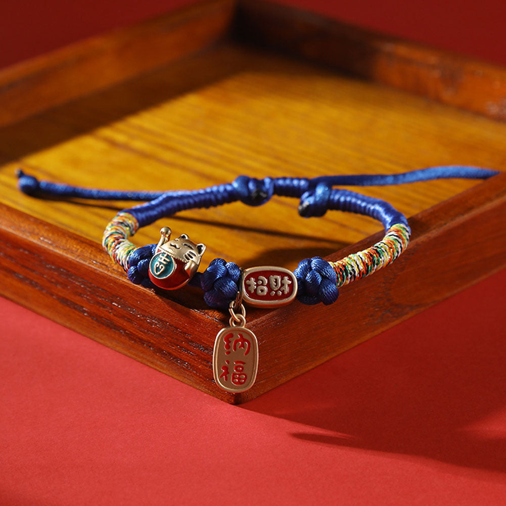 Pet Cat Decorative Collar Chinese Style Hand-woven Necklace Ornament Fun Accessories Pet Kitten Supplies blue
