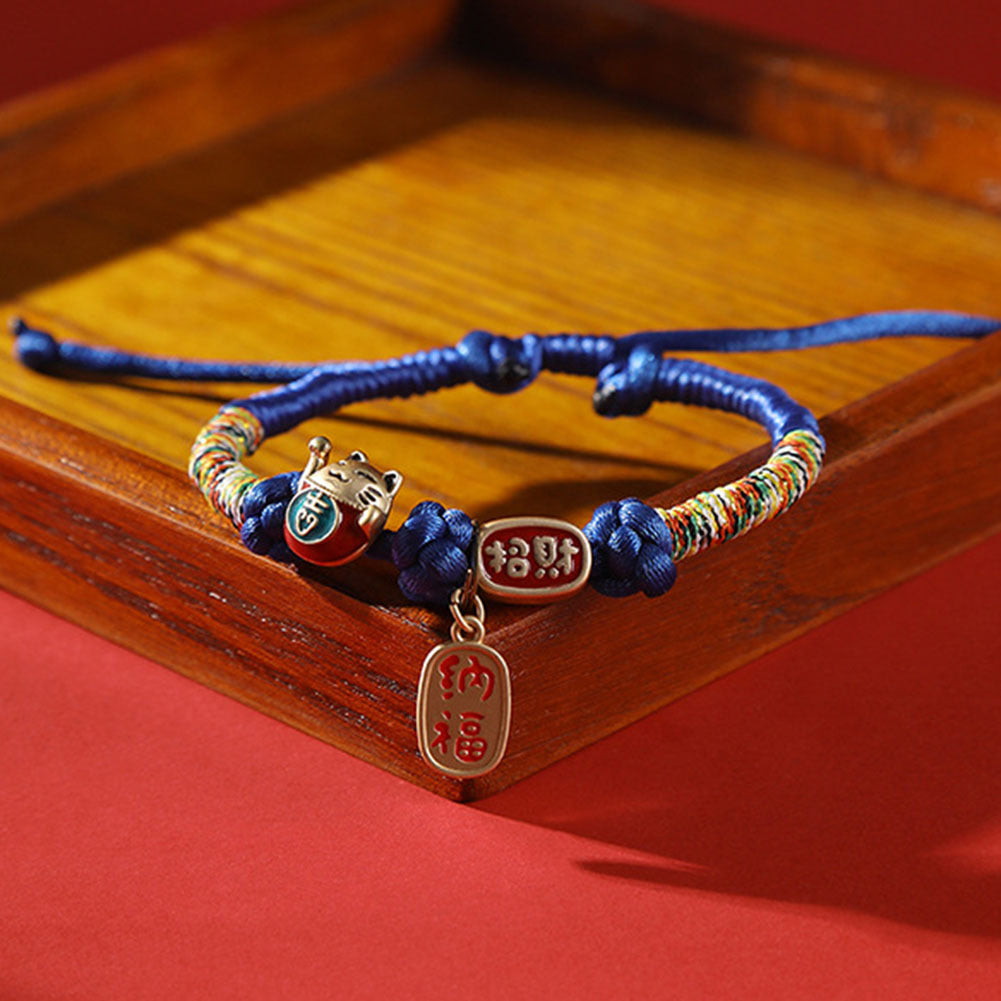 Pet Cat Decorative Collar Chinese Style Hand-woven Necklace Ornament Fun Accessories Pet Kitten Supplies blue