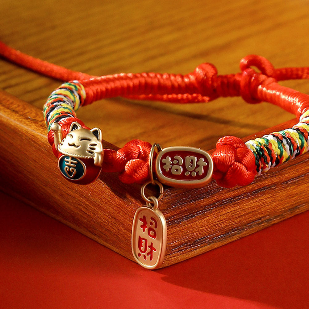 Pet Cat Decorative Collar Chinese Style Hand-woven Necklace Ornament Fun Accessories Pet Kitten Supplies blue