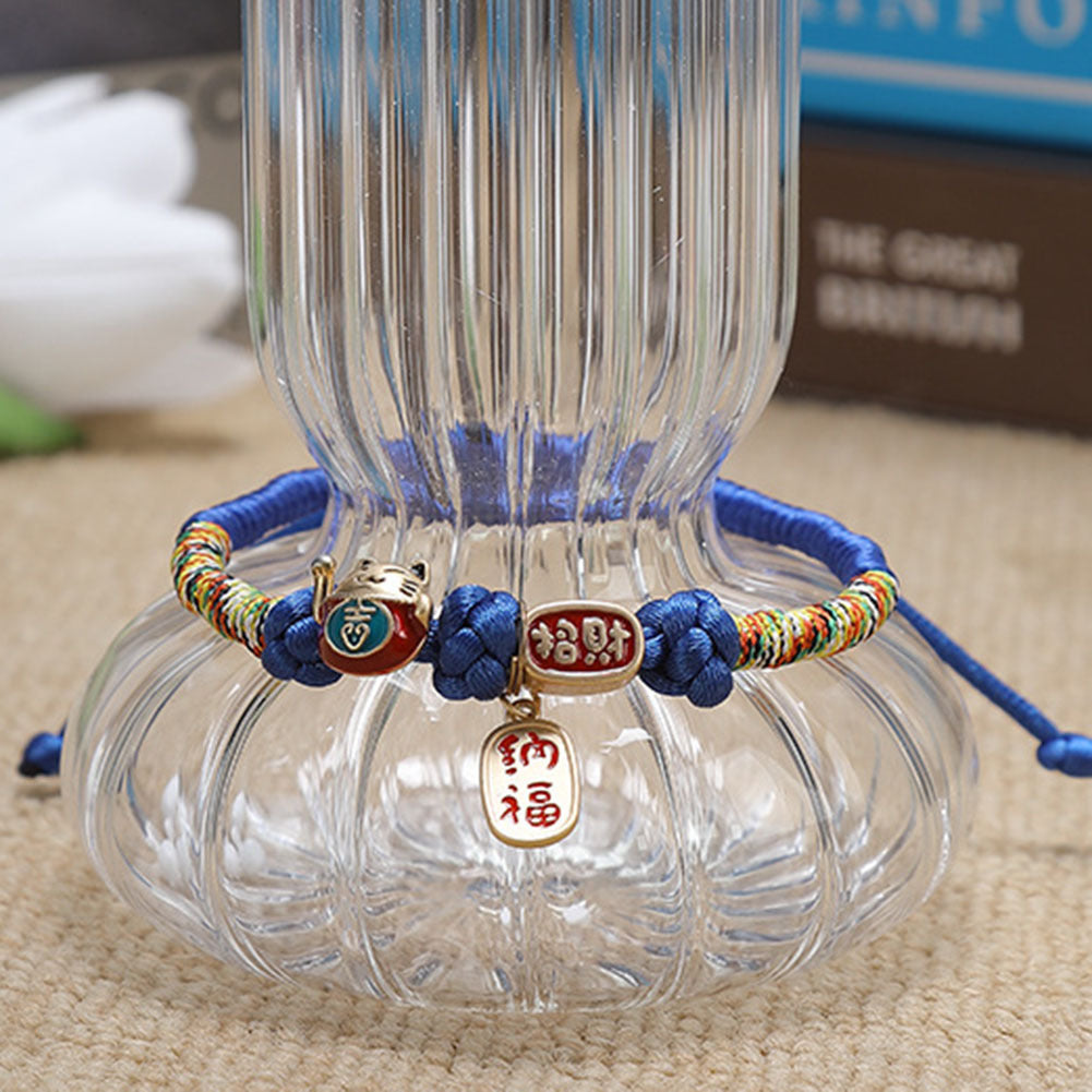 Pet Cat Decorative Collar Chinese Style Hand-woven Necklace Ornament Fun Accessories Pet Kitten Supplies blue