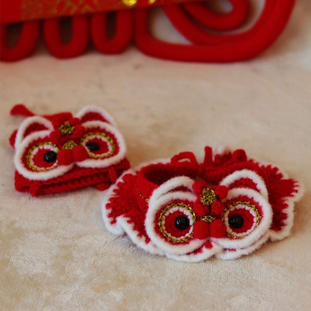 Pet Decorative Collar Hat Chinese New Year Nationsl Style Dress Up for Cats Dogs Red Hat One Size