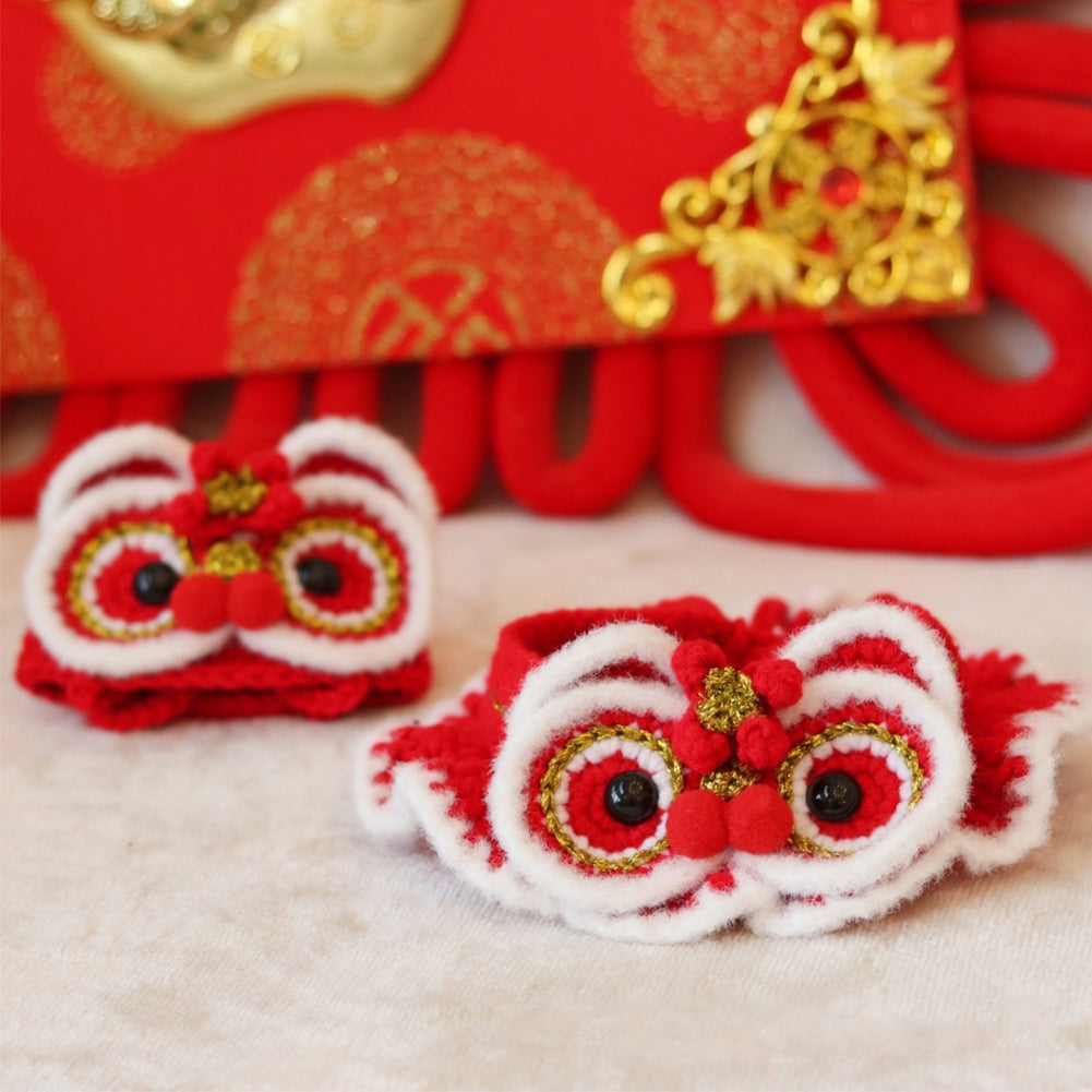 Pet Decorative Collar Hat Chinese New Year Nationsl Style Dress Up for Cats Dogs Red Hat One Size