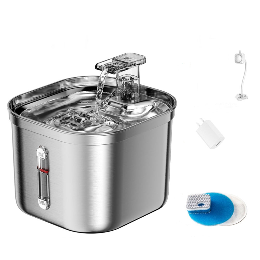 Pet Drinking Fountain 3 Levels Adjustable Constant Temperature Stainless Steel Pet Water Dispenser for Cats Dogs US Plug
