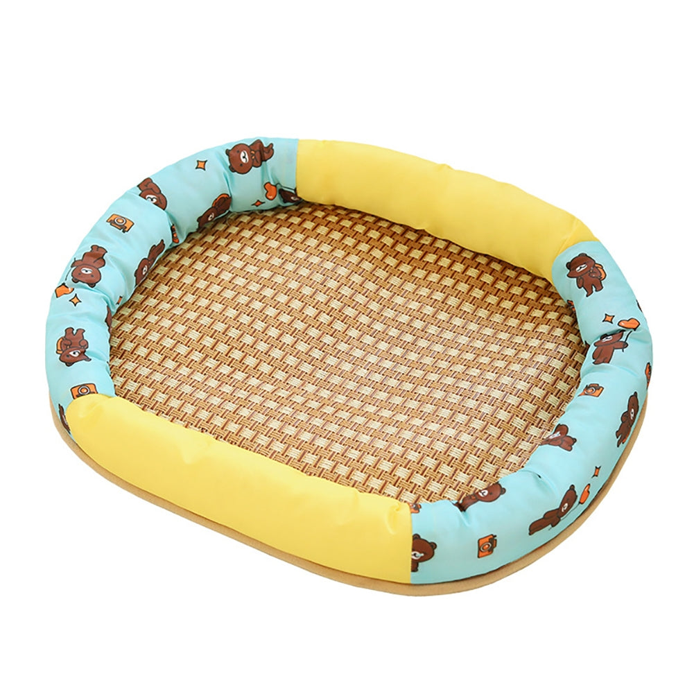 Pet Cool Mat With Oval Pillow Breathable Non-slip Summer Cooling Pad Bed Sleeping Mat Pet Blanket For Dogs Cats S Ice cream mat round nest
