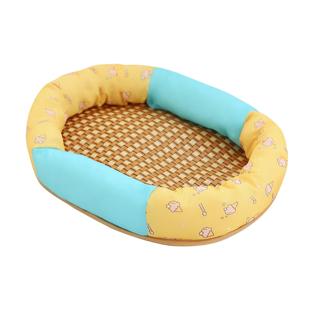Pet Cool Mat With Oval Pillow Breathable Non-slip Summer Cooling Pad Bed Sleeping Mat Pet Blanket For Dogs Cats S Ice cream mat round nest
