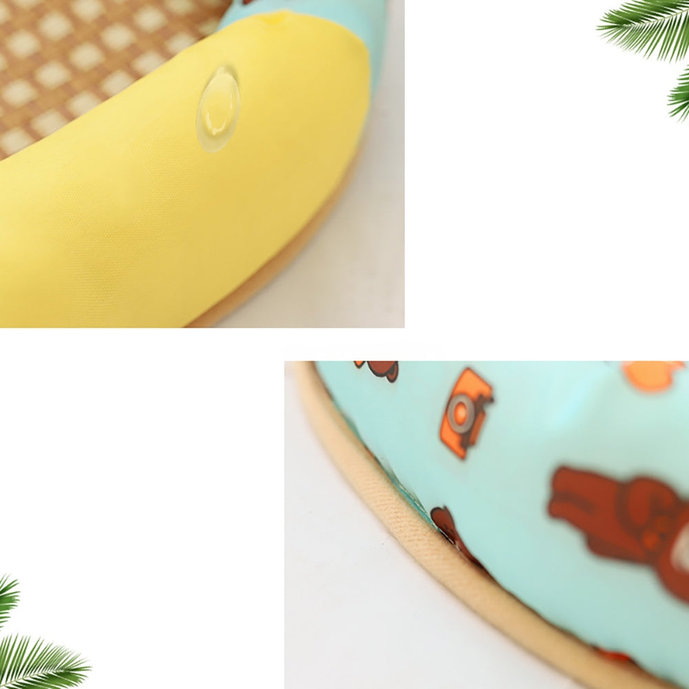 Pet Cool Mat With Oval Pillow Breathable Non-slip Summer Cooling Pad Bed Sleeping Mat Pet Blanket For Dogs Cats S Ice cream mat round nest