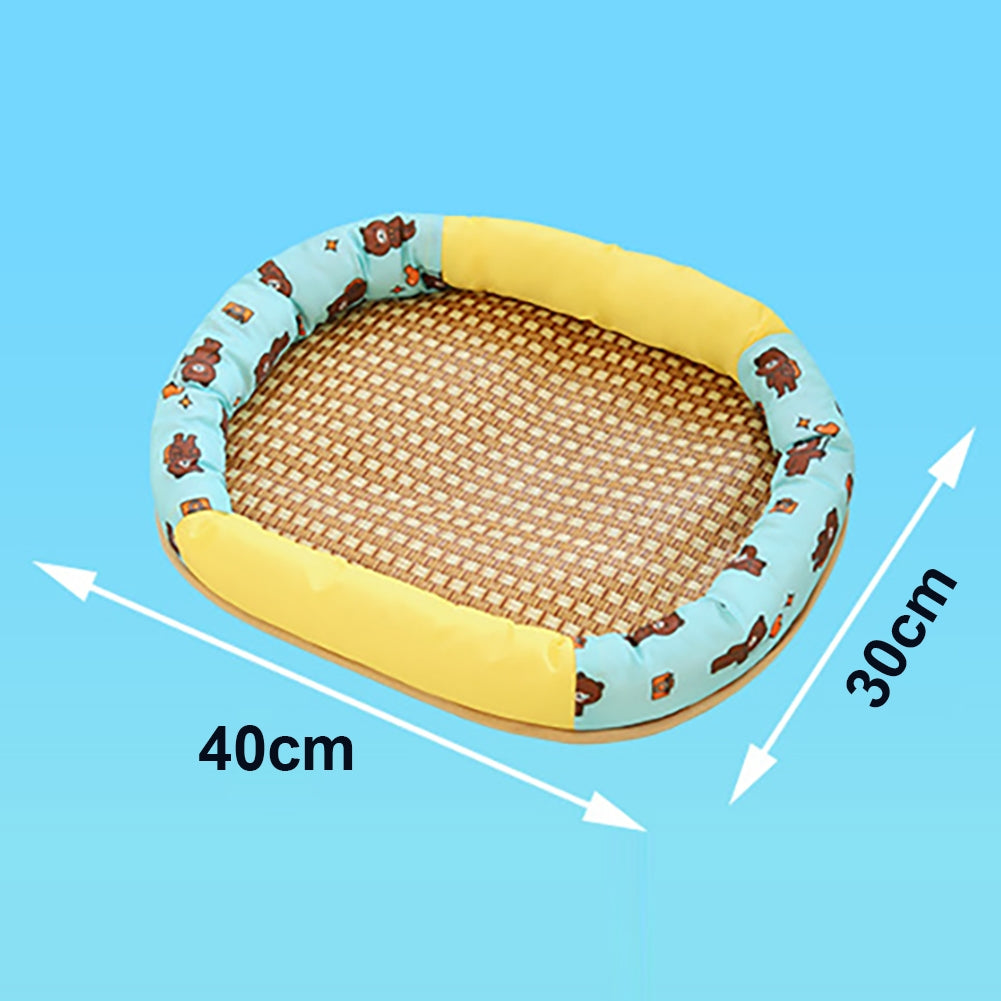 Pet Cool Mat With Oval Pillow Breathable Non-slip Summer Cooling Pad Bed Sleeping Mat Pet Blanket For Dogs Cats S bear mat round nest