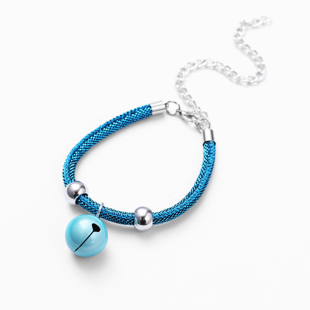 Pet Dog Cat Collar With Bell Adjustable Necklace Multicolor Neck Chain Pet Neck Accessories Pet Supplies blue