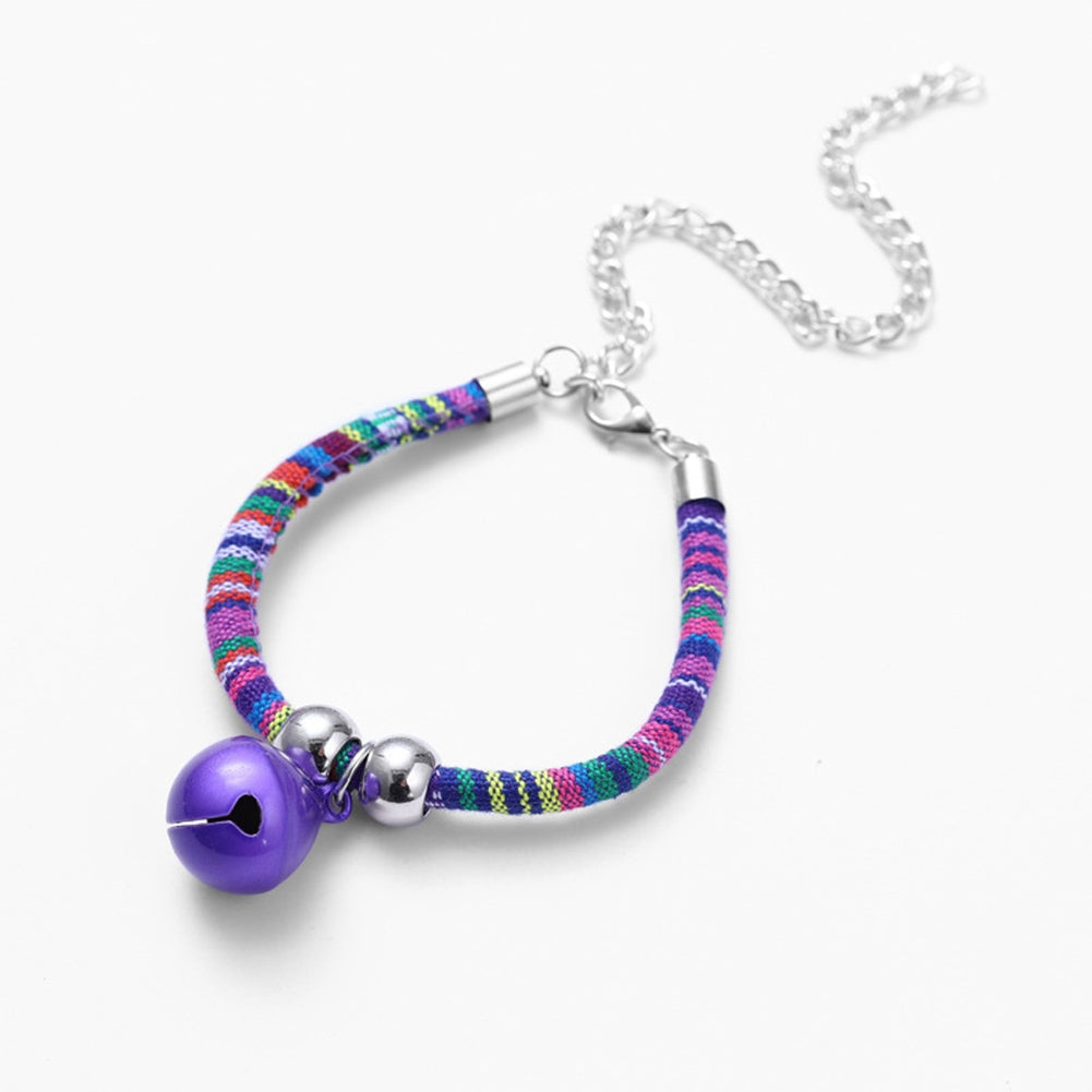 Pet Dog Cat Collar With Bell Adjustable Necklace Multicolor Neck Chain Pet Neck Accessories Pet Supplies pink