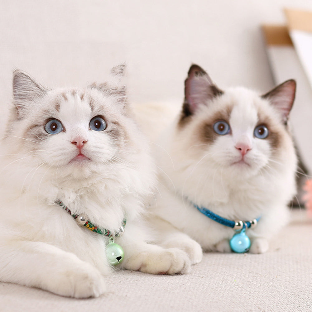 Pet Dog Cat Collar With Bell Adjustable Necklace Multicolor Neck Chain Pet Neck Accessories Pet Supplies pink