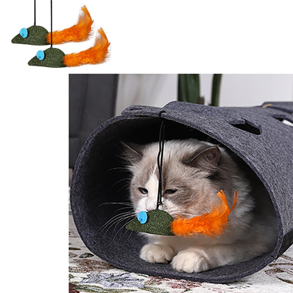 Pet Cat Diy Felt Tunnel With Mint Toy Pendant Multifunctional Kitten Nest Interactive Toy Cat Accessories brown 44 x 60cm