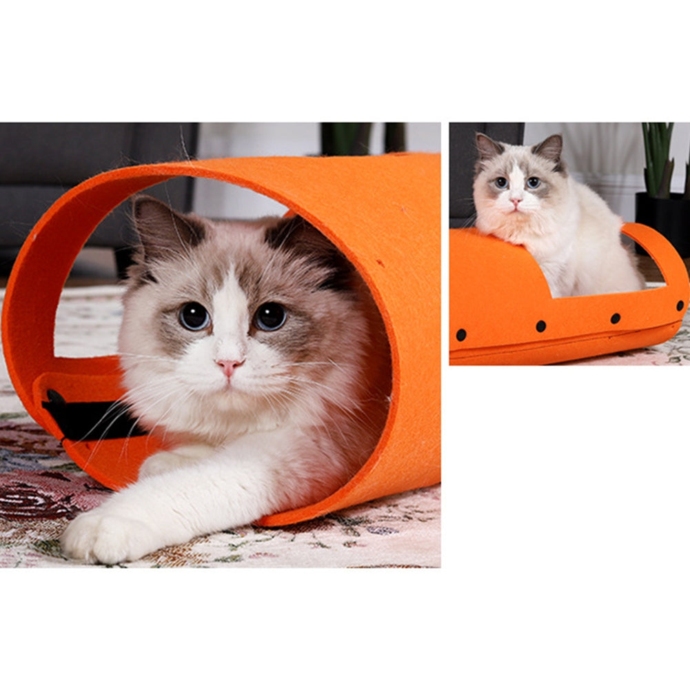 Pet Cat Diy Felt Tunnel With Mint Toy Pendant Multifunctional Kitten Nest Interactive Toy Cat Accessories brown 44 x 60cm
