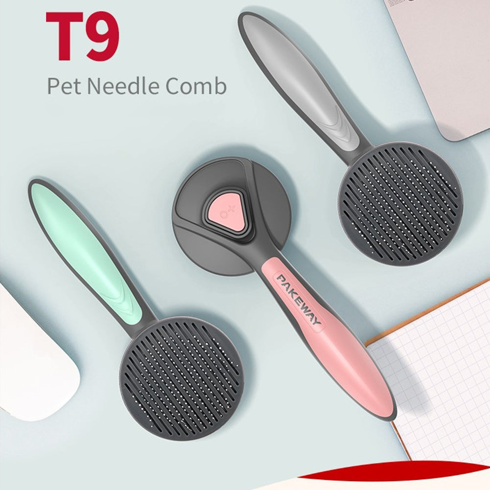Ergonomic Pet  Self-cleaning  Slicker  Brush Gently Non-slip Hair Loss Cleaning Needle Comb Dogs Cats Rabbit Grooming Brushes Tool Green