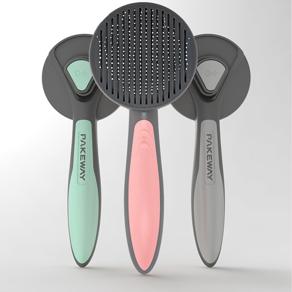 Ergonomic Pet  Self-cleaning  Slicker  Brush Gently Non-slip Hair Loss Cleaning Needle Comb Dogs Cats Rabbit Grooming Brushes Tool Green