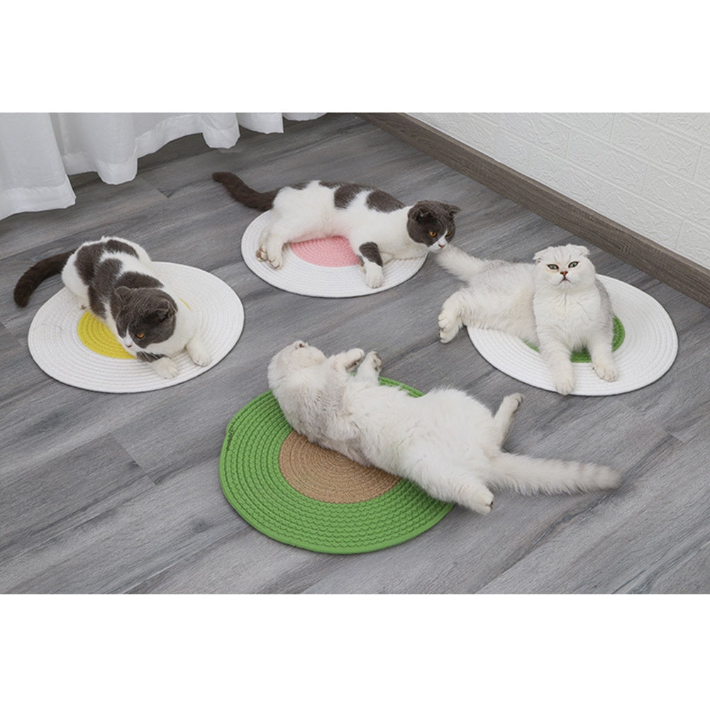 Pet Cat Round Scraper Mat Scratch-resistant Scratch Board Sleeping Blanket Sofa Furniture Protector yellow